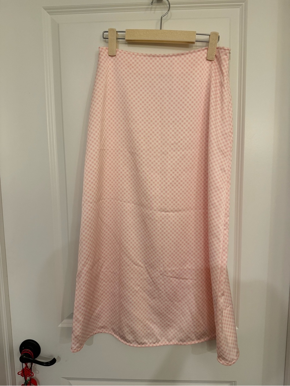 Ganni Pink Gingham Maxi Skirt